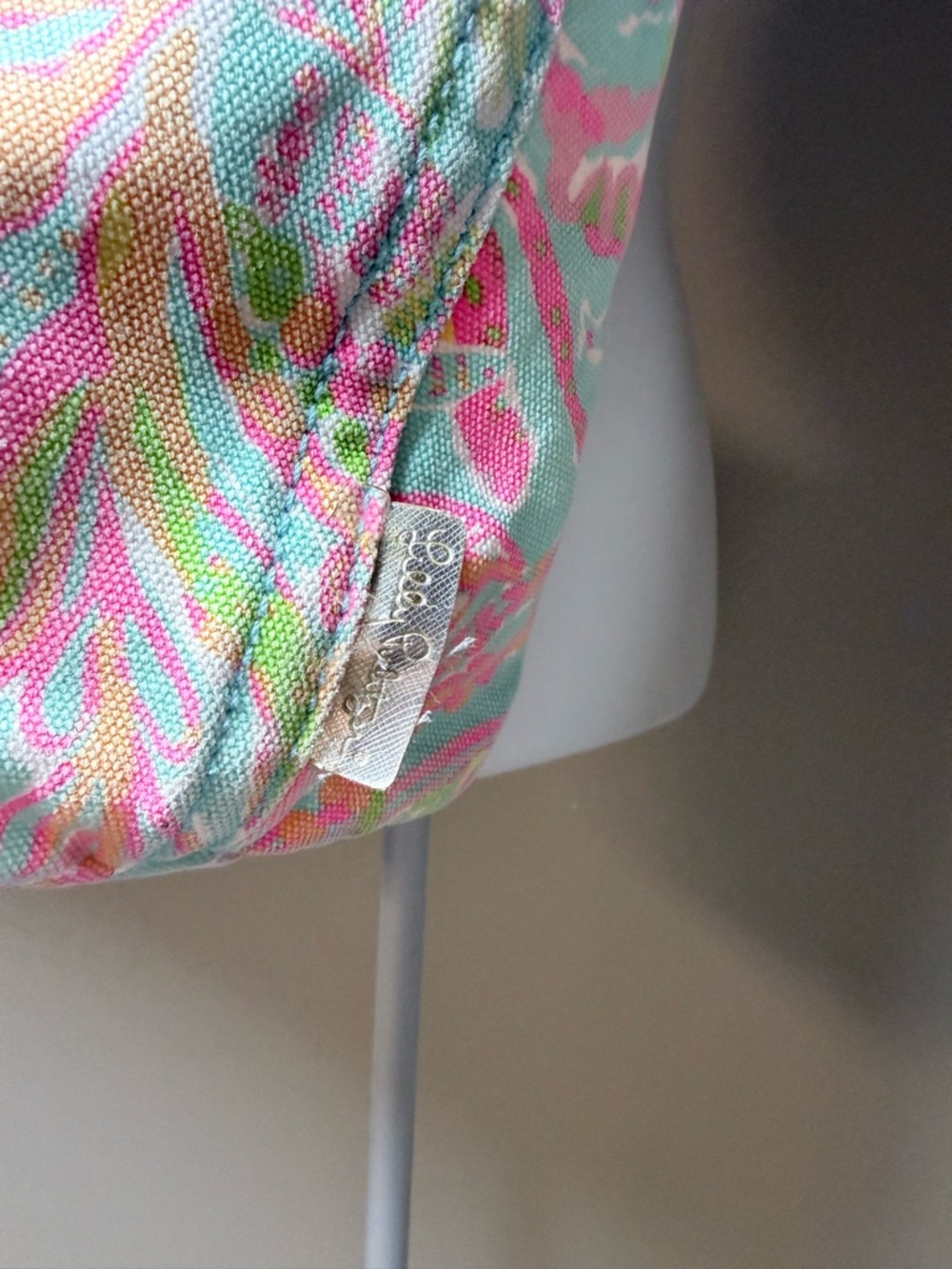 Lilly Pulitzer Tote Bag Tropical Pink Aqua Beach Large Canvas Bag Summer Preppy - Picture 3 of 6